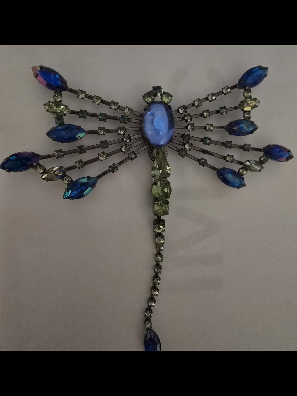 Avon Dragonfly Brooch with Blue and Green Rhinestones